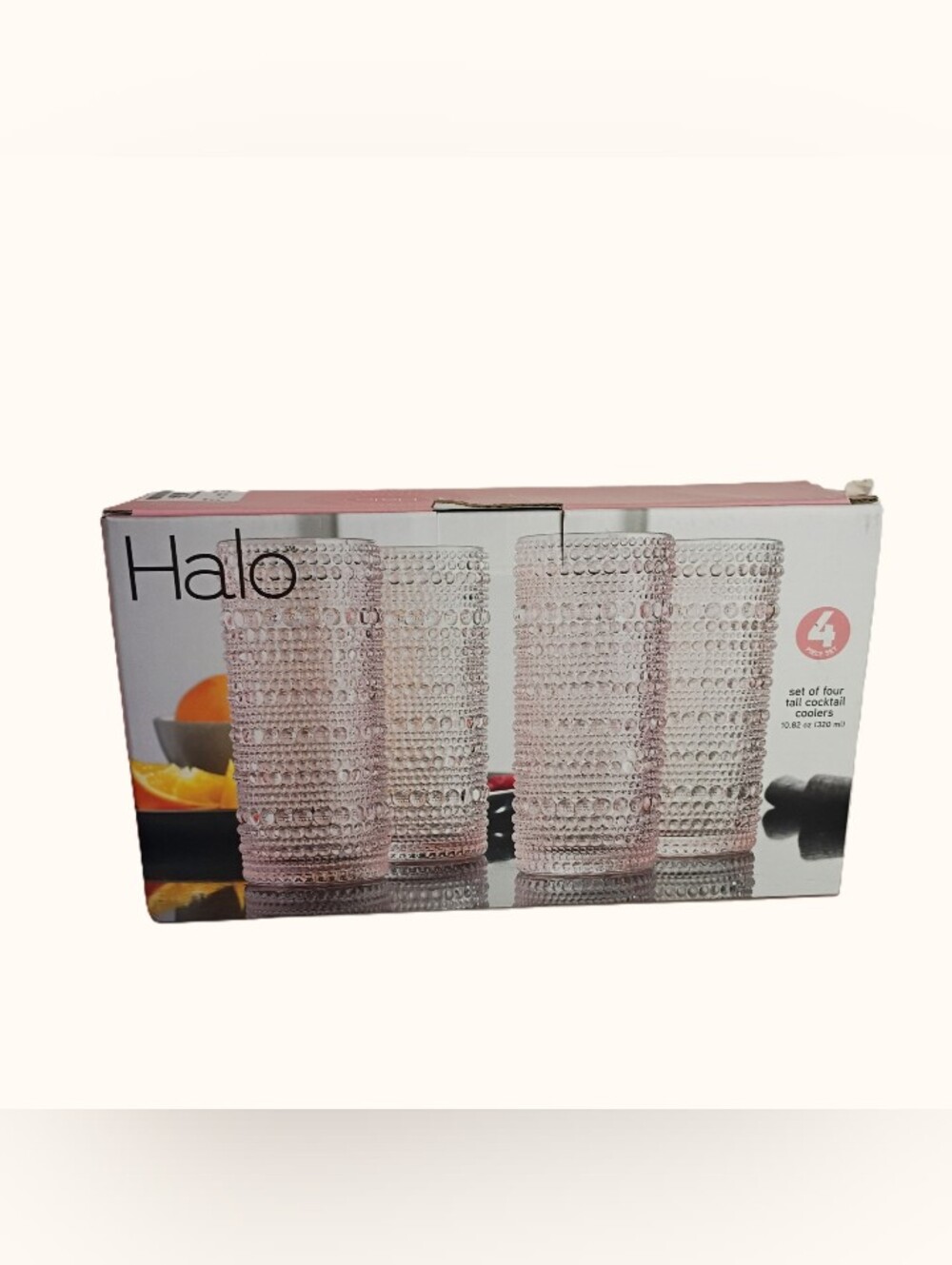 Halo Light Pink Set Of 4 Cocktail Cooler  10.82 oz Drinking Glasses